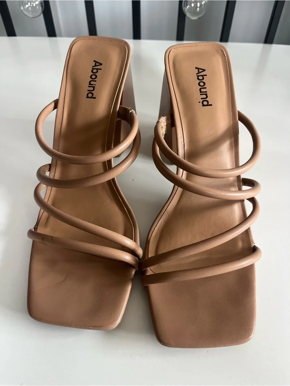 Abound Tan Multi-Strap Square-Toe Heeled Sandals